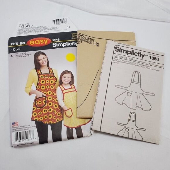Simplicity 1056  Apron Sewing Pattern Mother & Daughter Size A S-L UNCUT - Picture 2 of 10